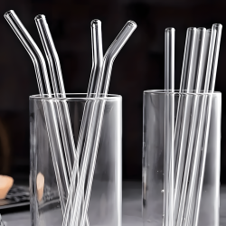 Glass Straws And Cleaning Brush - 5 Pcs